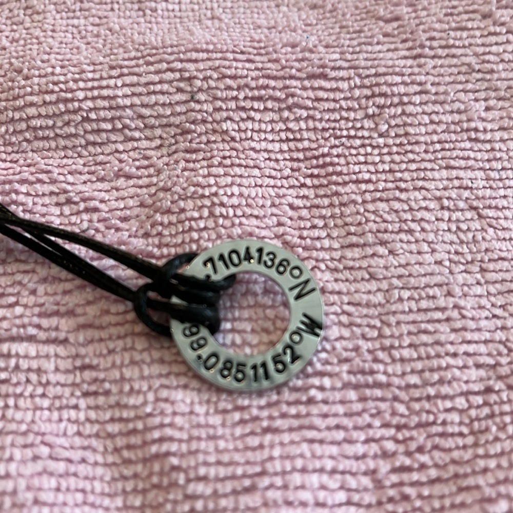 Bracelet Black cord, adjustable by cord, silver charm, nautical location, N 40 M